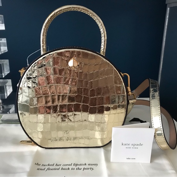 BNWT Kate Spade Andi metallic croc embossed leather bag - Picture 2 of 14